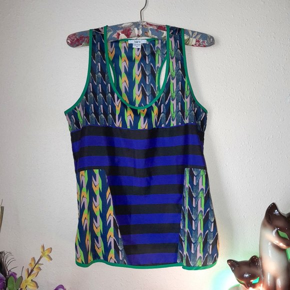 Bar III Colorful Boho Printed Racerback Tanktop Mixed Pattern Blouse Women’s XS - Picture 3 of 11